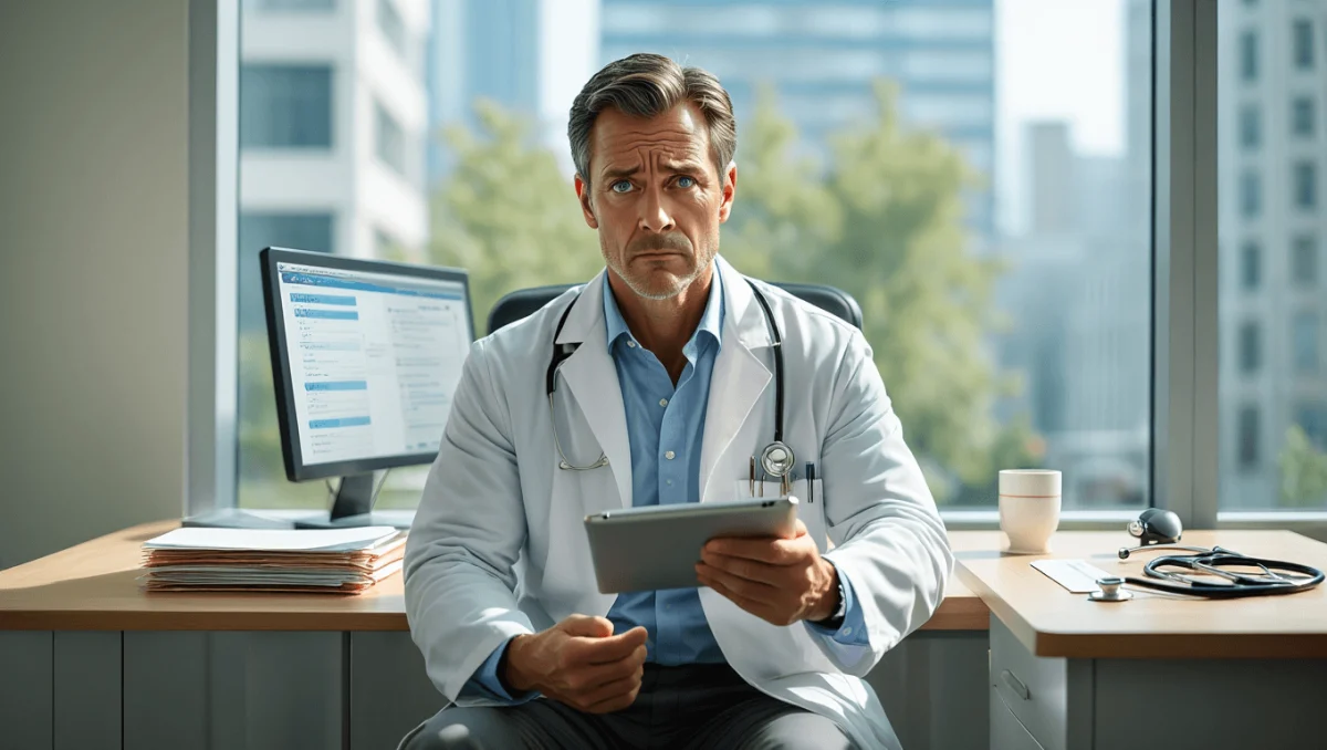 output:  Moderner Krankenhausflur mit Empfang und Pflanzen.